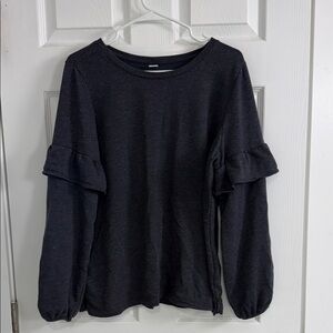 Old Navy Dark Gray Long Sleeve Top with Ruffle Accents